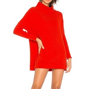 Free People Ottoman Slouchy Tunic Cherry Tomato Red